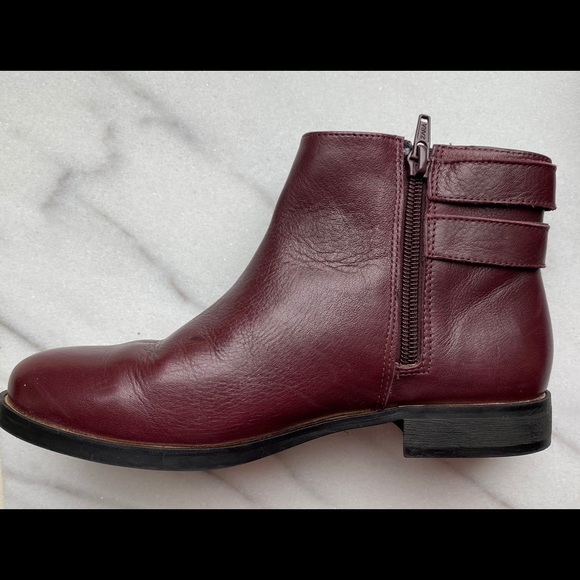 Zara Girl’s Leather Burgundy short Booties - Picture 6 of 7